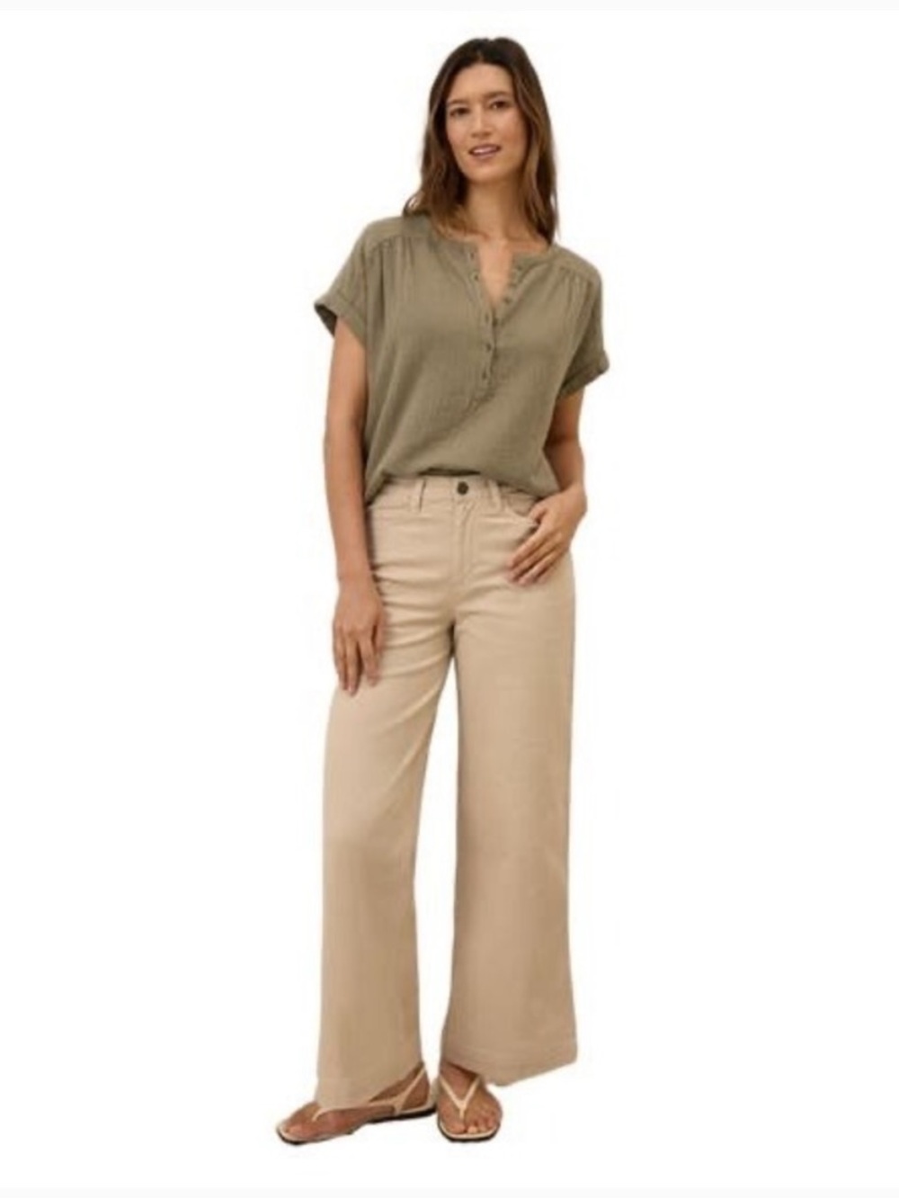 Pact organic cotton wide leg crop pants beige medium